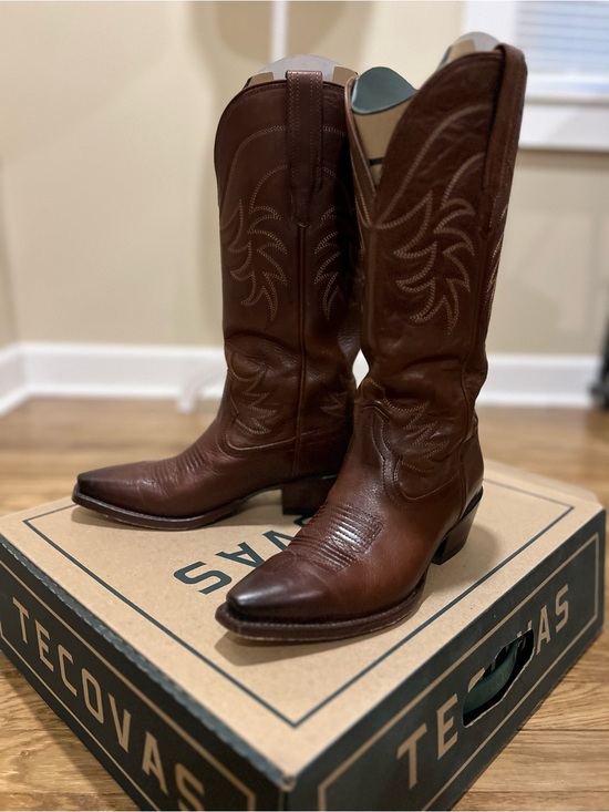 Tecovas Shoes - Tecovas Women’s Brown Leather Cowboy Boots - The Annie - Sequoia Cowhide Leather